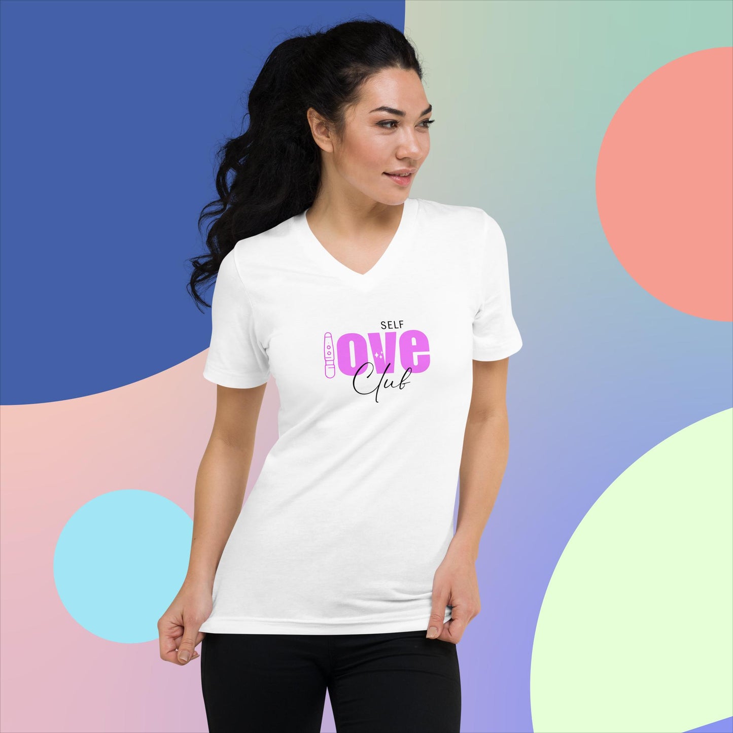 SELF LOVE CLUB ~VIBE~ - Women's V-Neck T-shirt